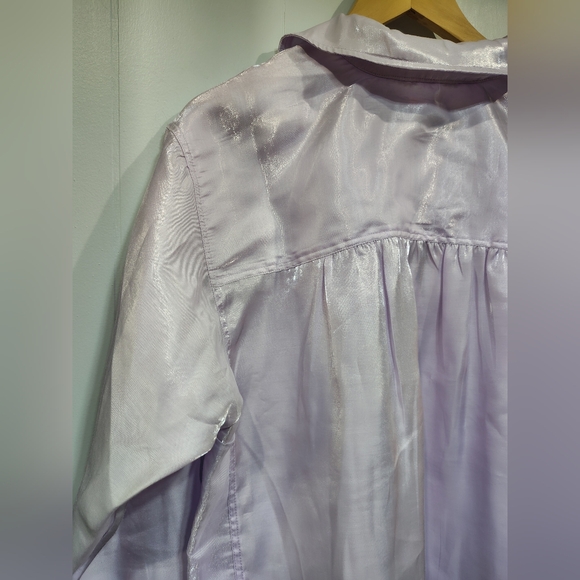 Pilcro Anthropologie Lilac Shine Blouse Satin Button Down Top Long Sleeve Shirt - Picture 8 of 11